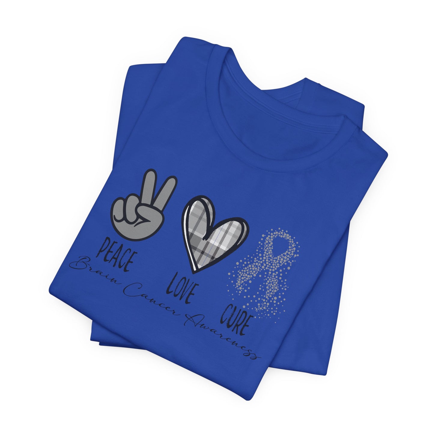 Peace- Love- Cure- Brain Cancer Awareness Premium Short Sleeve Tee