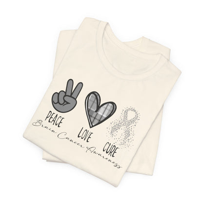 Peace- Love- Cure- Brain Cancer Awareness Premium Short Sleeve Tee