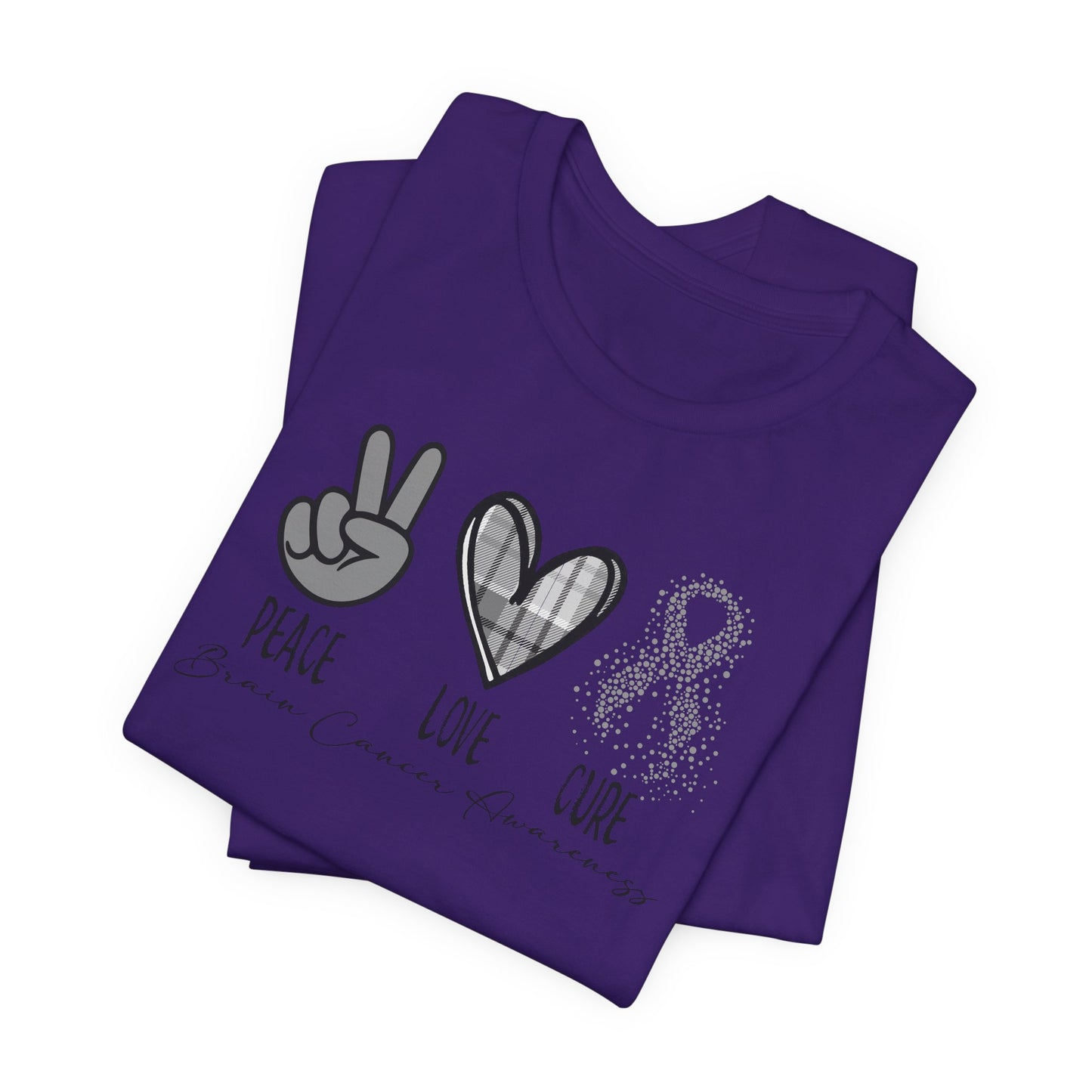 Peace- Love- Cure- Brain Cancer Awareness Premium Short Sleeve Tee