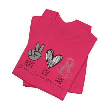 Peace- Love- Cure- Brain Cancer Awareness Premium Short Sleeve Tee