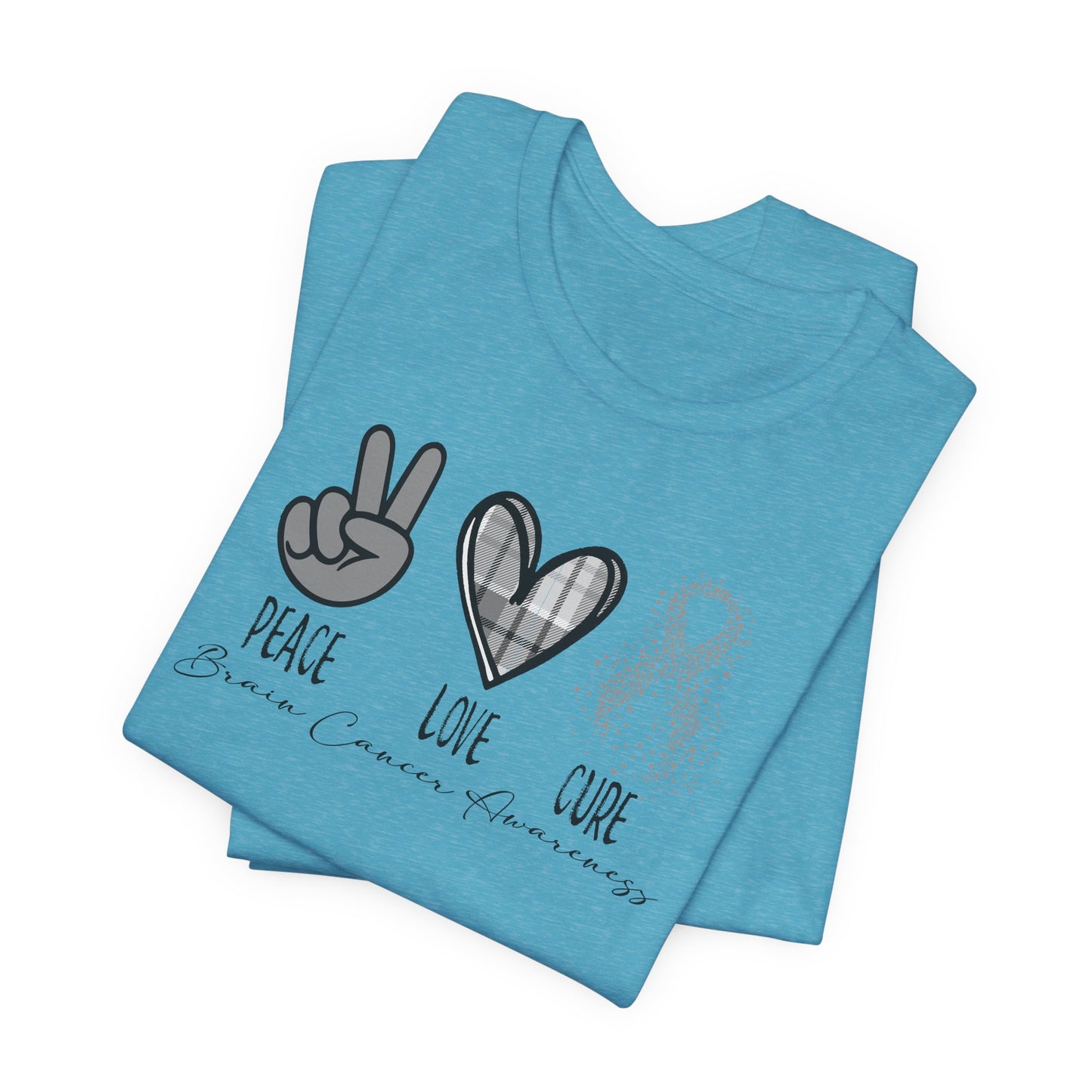 Peace- Love- Cure- Brain Cancer Awareness Premium Short Sleeve Tee