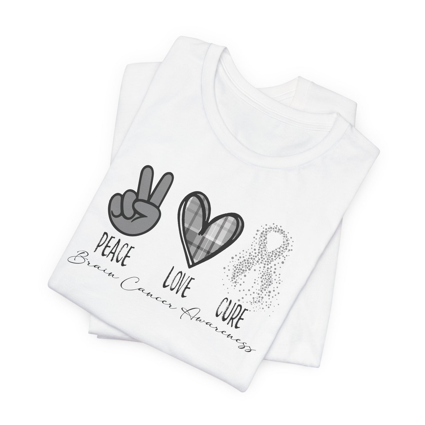 Peace- Love- Cure- Brain Cancer Awareness Premium Short Sleeve Tee