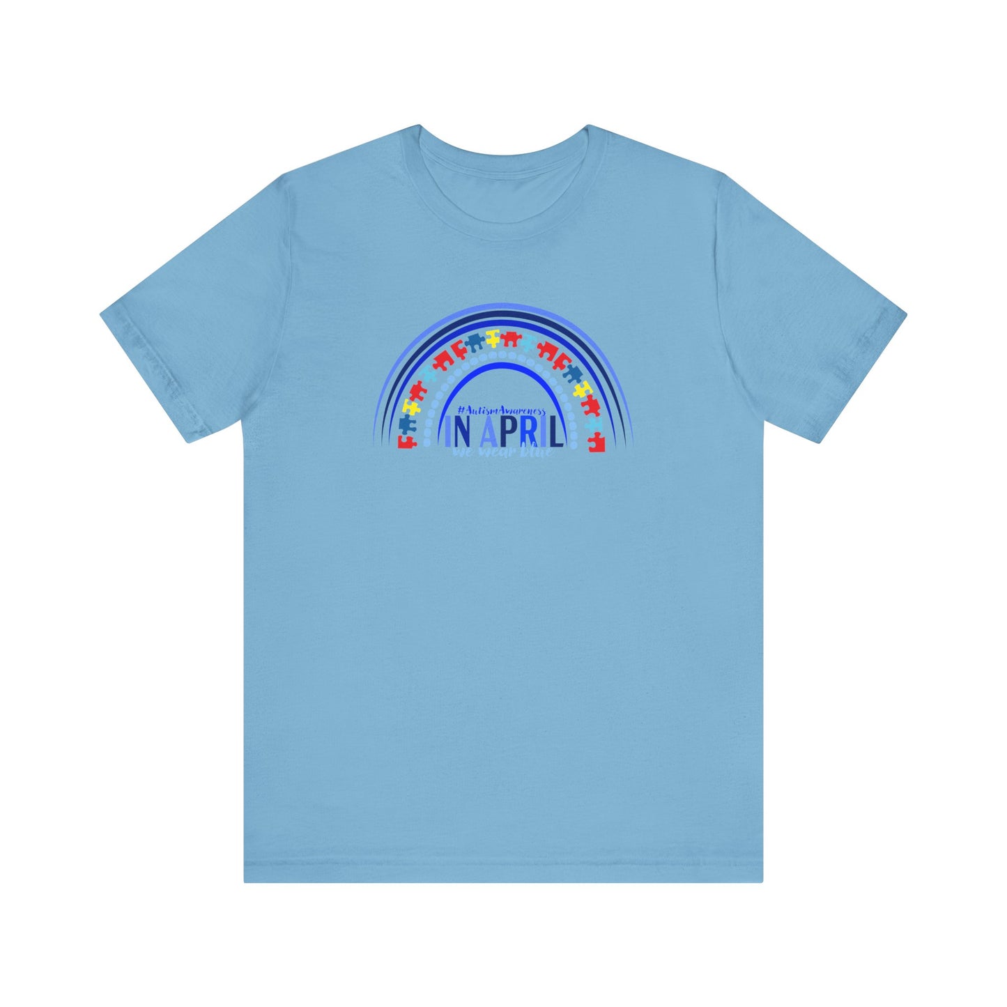 In April- We Wear Blue- Autism Awareness Premium Short Sleeve Tee