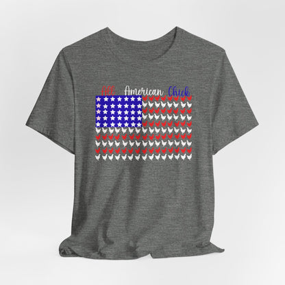 All American Chick-Patriotic Chicken Flag Tee 🇺🇸🐔 Premium Short Sleeve Tee