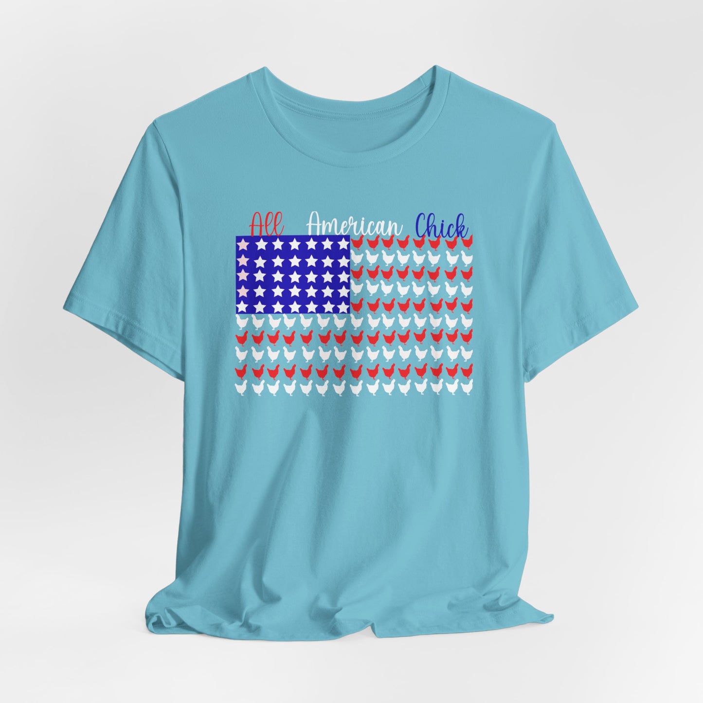 All American Chick-Patriotic Chicken Flag Tee 🇺🇸🐔 Premium Short Sleeve Tee