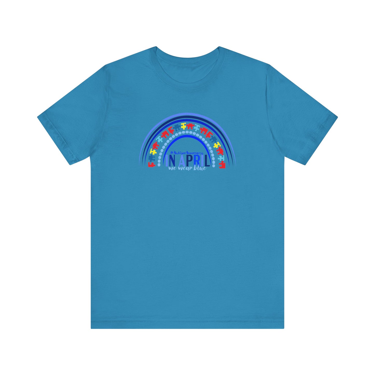 In April- We Wear Blue- Autism Awareness Premium Short Sleeve Tee