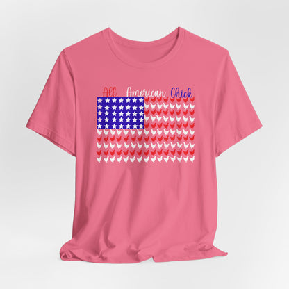 All American Chick-Patriotic Chicken Flag Tee 🇺🇸🐔 Premium Short Sleeve Tee