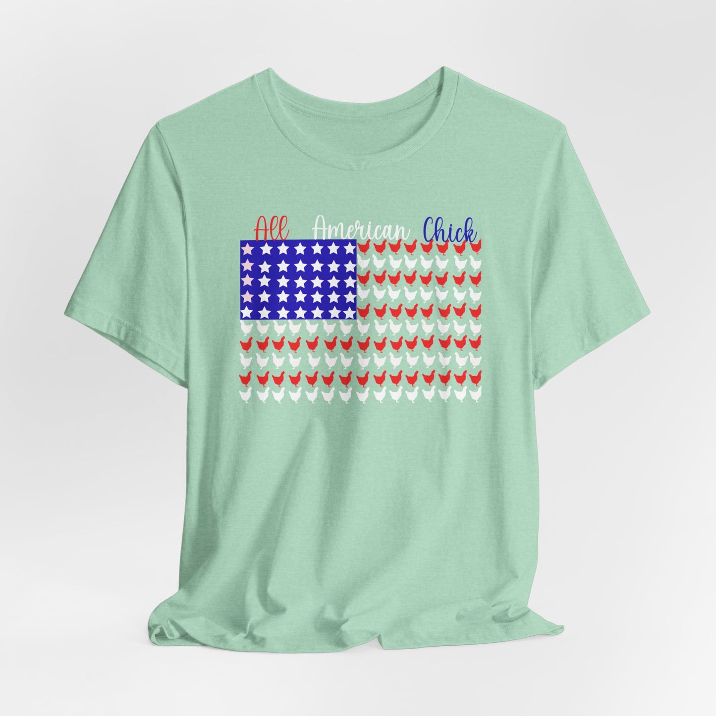 All American Chick-Patriotic Chicken Flag Tee 🇺🇸🐔 Premium Short Sleeve Tee