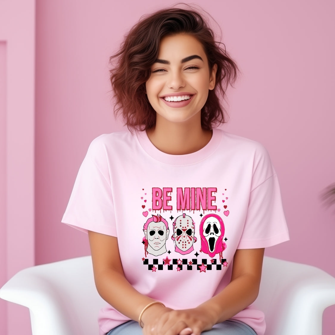 Be Mine Horror Characters Valentines Premium Short Sleeve Tee