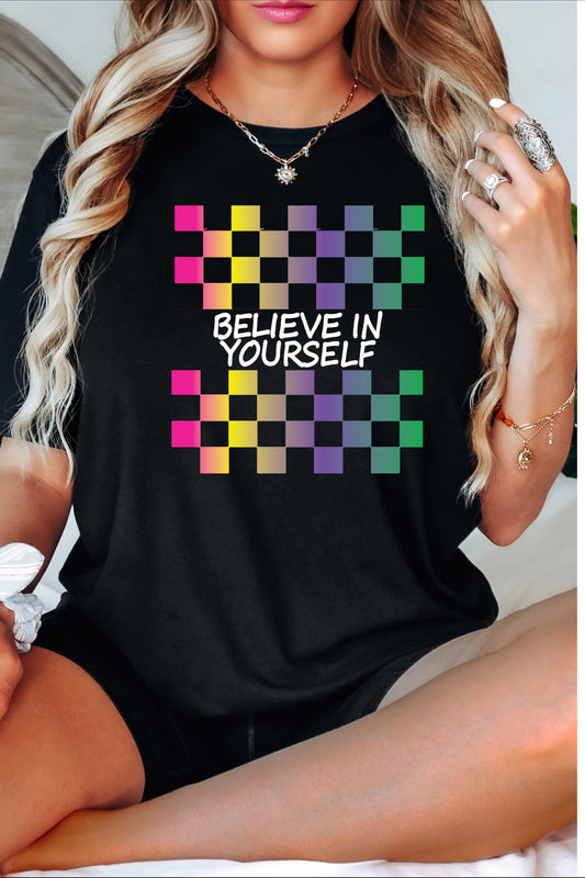 Believe In Yourself- Checkerboard Premium Short Sleeve Tee