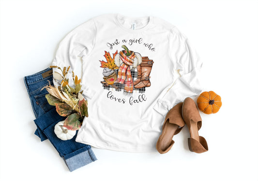 Just A Girl Who Love Fall/Fall Short Sleeve Tee