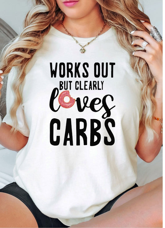 Works Out But Clearly Loves Carbs- Donut Softstyle Tee