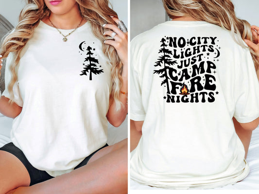 No City Lights- Just Camp Fire Nights Premium Short Sleeve Tee