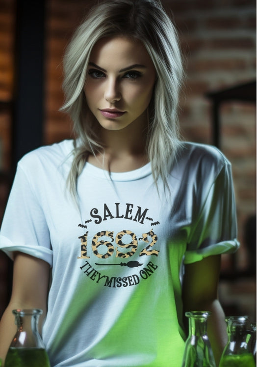 Salem 1692 - They Missed One Tee with Leopard Print Premium Short Sleeve Tee