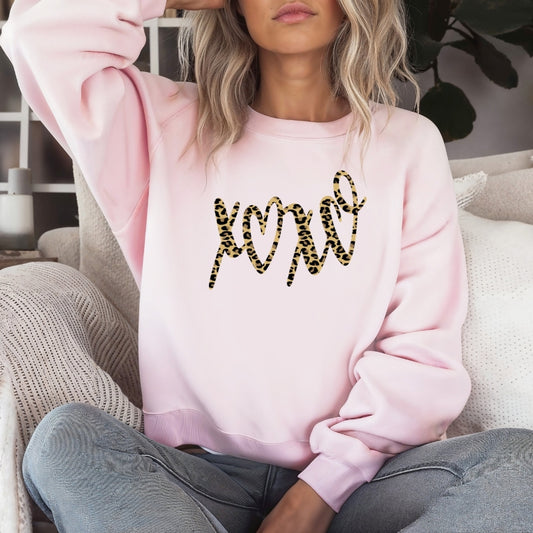 XOXO-Leopard Print Crewneck Sweatshirt