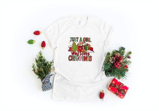 JUST A GIRL WHO LOVES CHRISTMAS/COLORFUL CHRISTMAS TEE