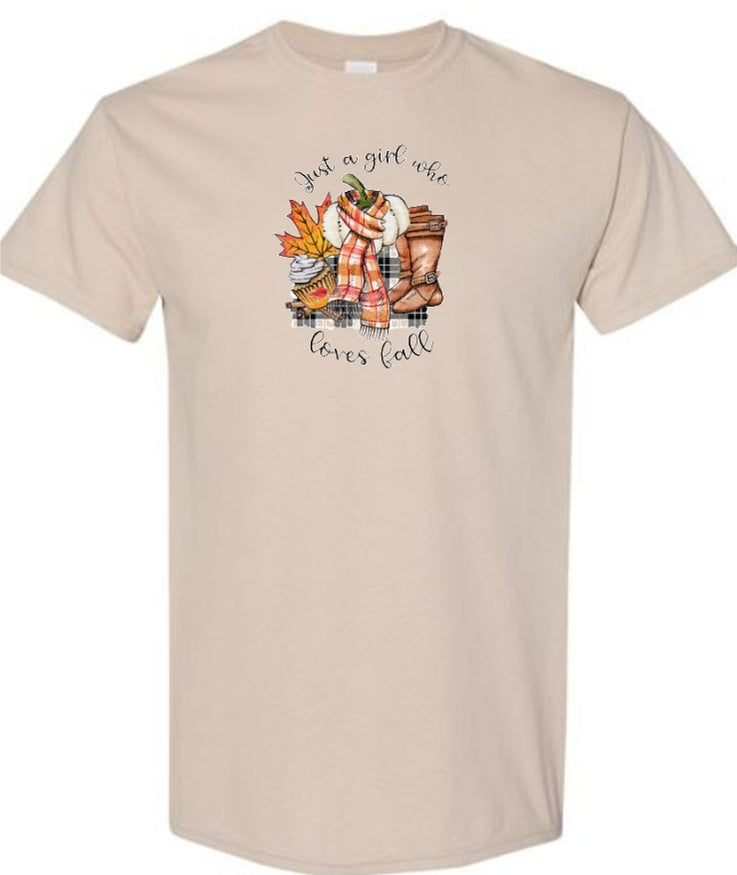 Just A Girl Who Love Fall/Fall Short Sleeve Tee